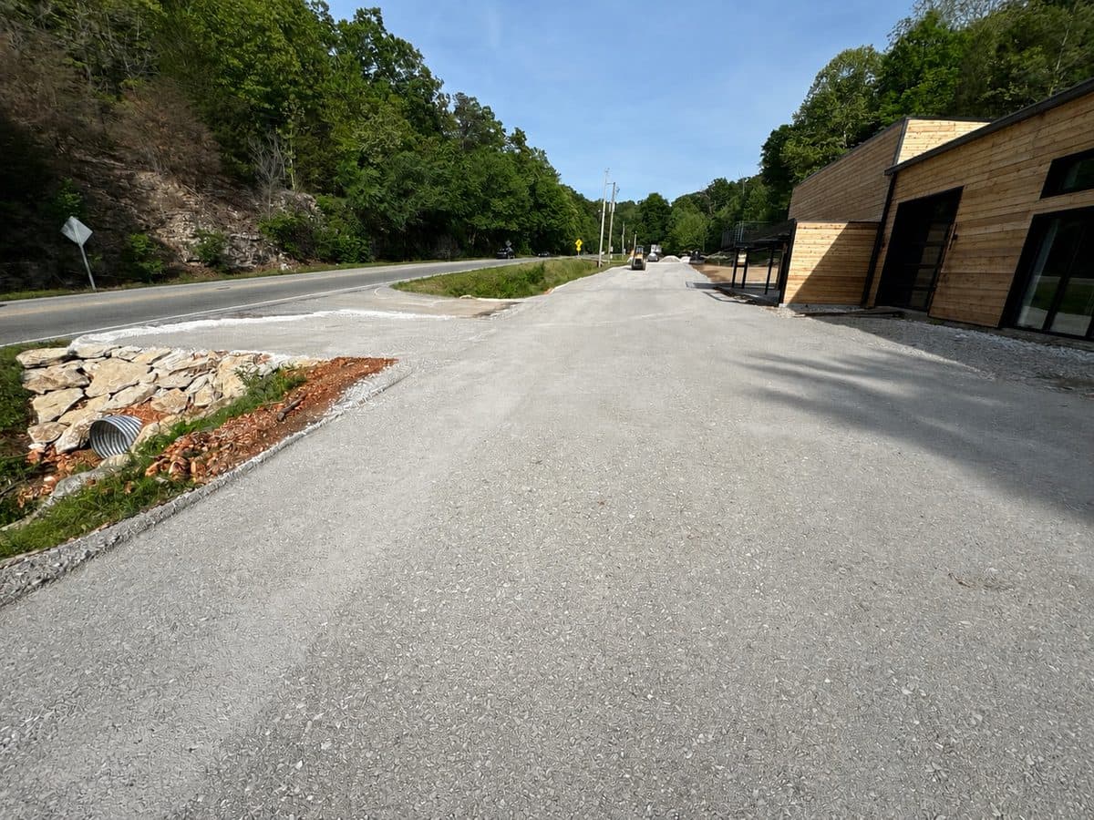Gravel driveway and terrain